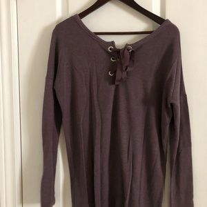 Purple top with tie detail in the back